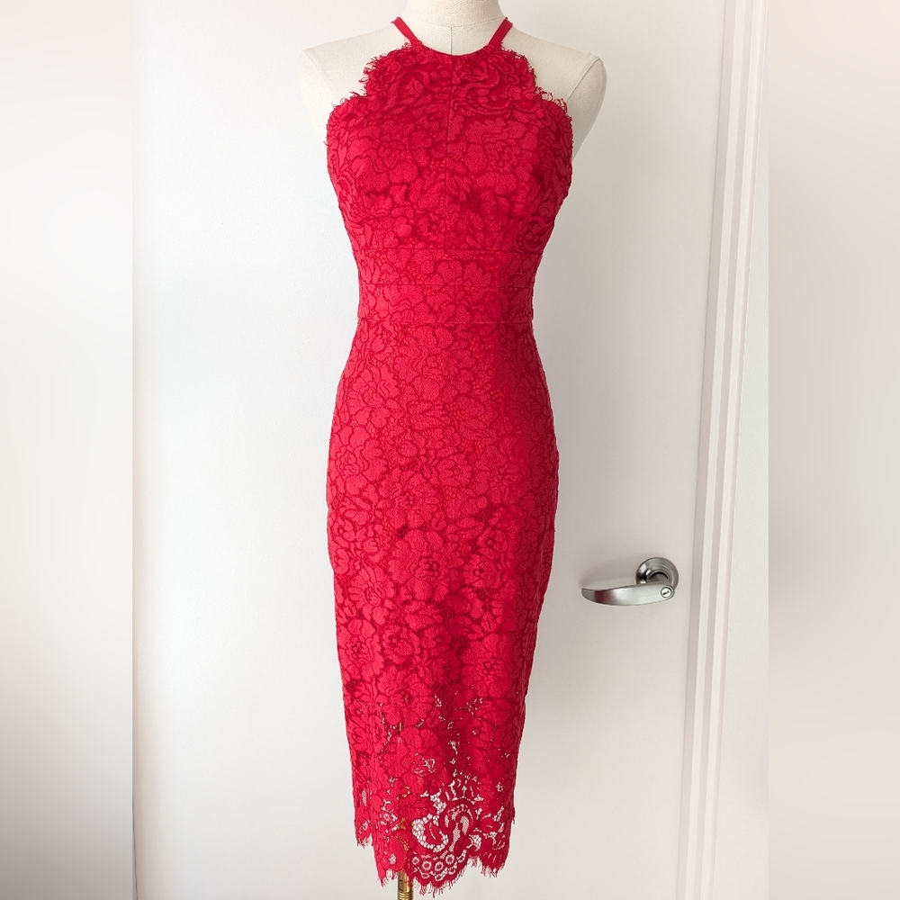 LOVER Lace Halter Midi Dress